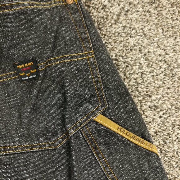 Vintage Polo Jeans Co Ralph Lauren Jeans Carpenter Baggy Black Mens 42x34 - Picture 3 of 8